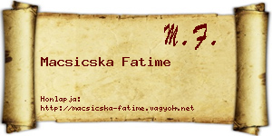 Macsicska Fatime névjegykártya